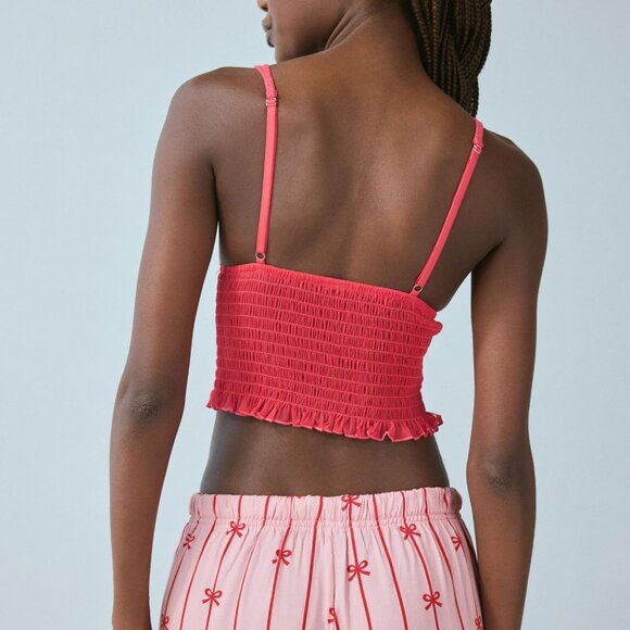 NWT Out From Under Firecracker Smocked Cropped Top - Picture 2 of 7